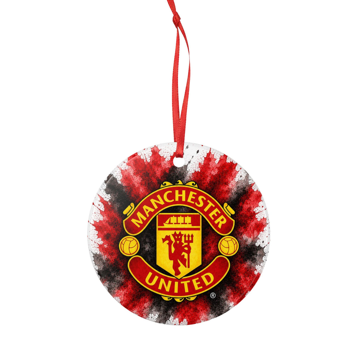 Manchester United Ceramic Ornament - Red Splash 2-Sided Decoration