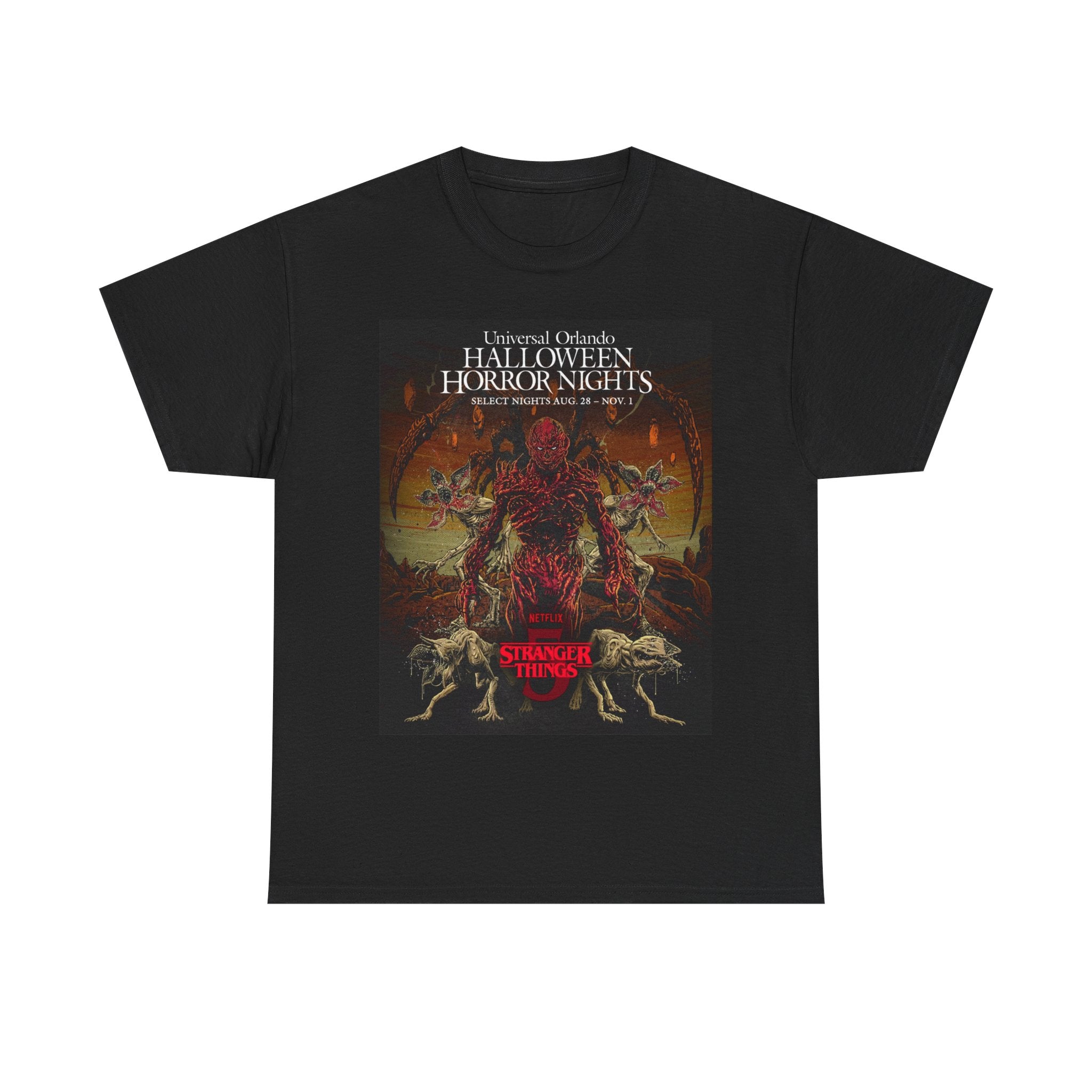 Halloween Horror Nights Stranger Things T‑Shirt — Retro Horror Poster Tee
