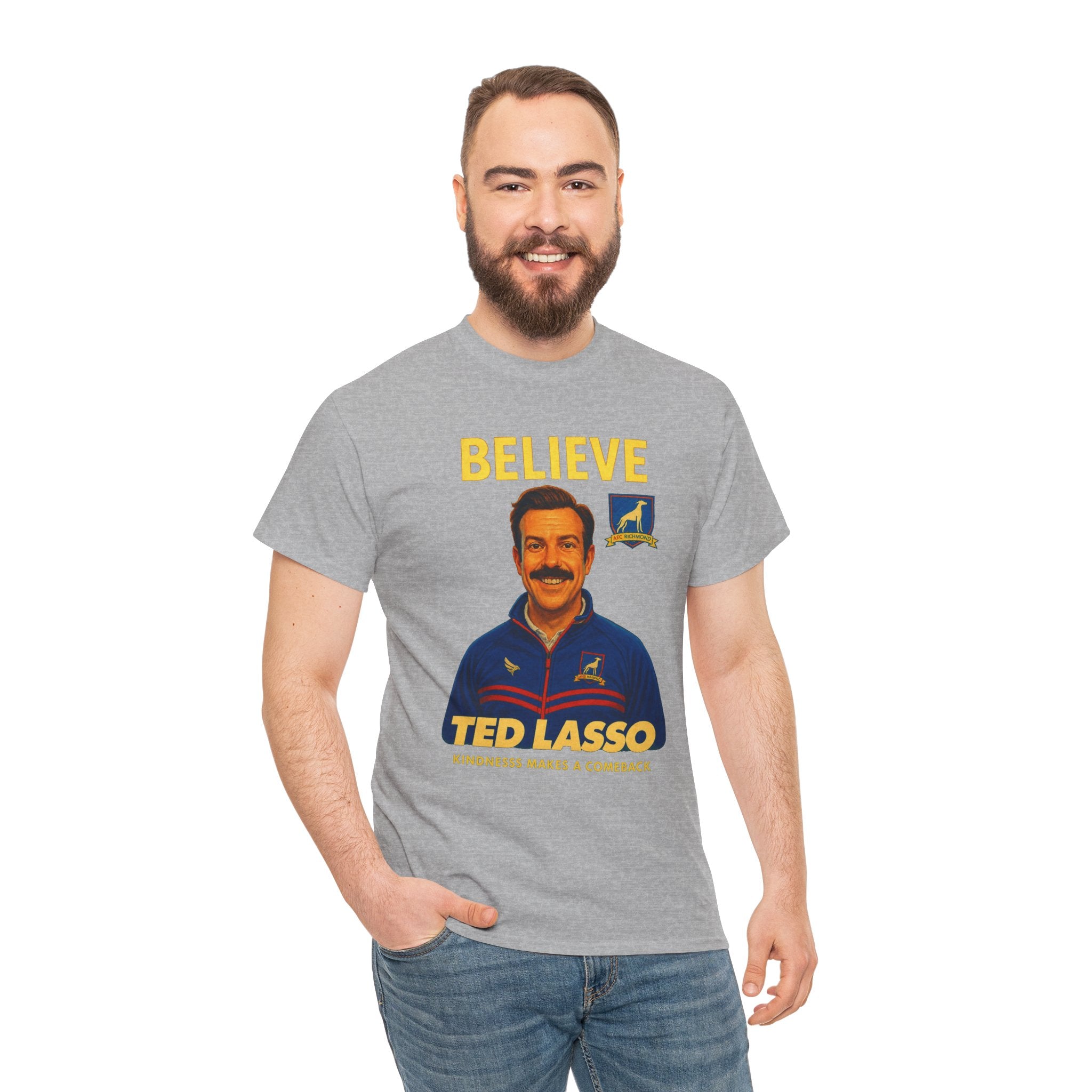 Believe Ted Lasso Inspired Graphic Tee — Inspirational Soccer Coach Quote Shirt - Cotton T-Shirt