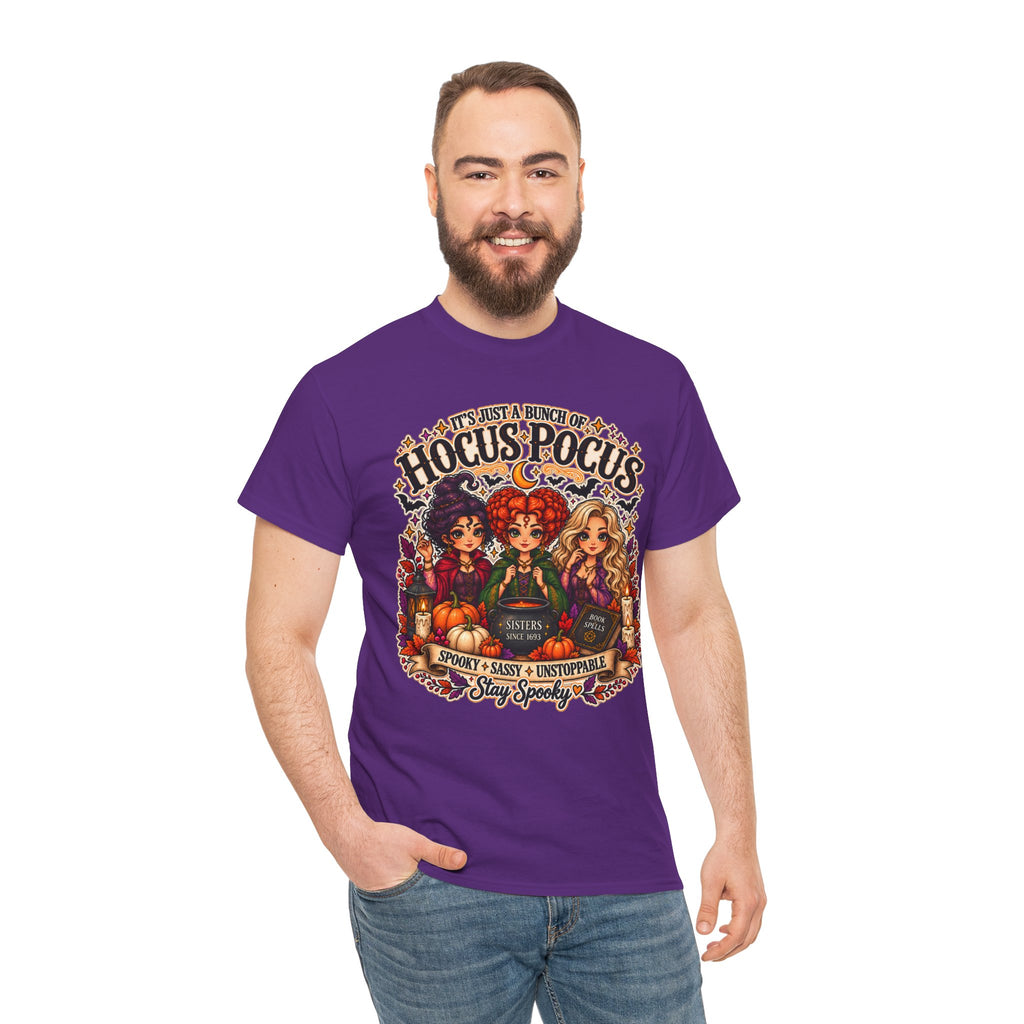Hocus Pocus Witch Tee — "It's Just a Bunch of #HocusPocus" Halloween T-Shirt