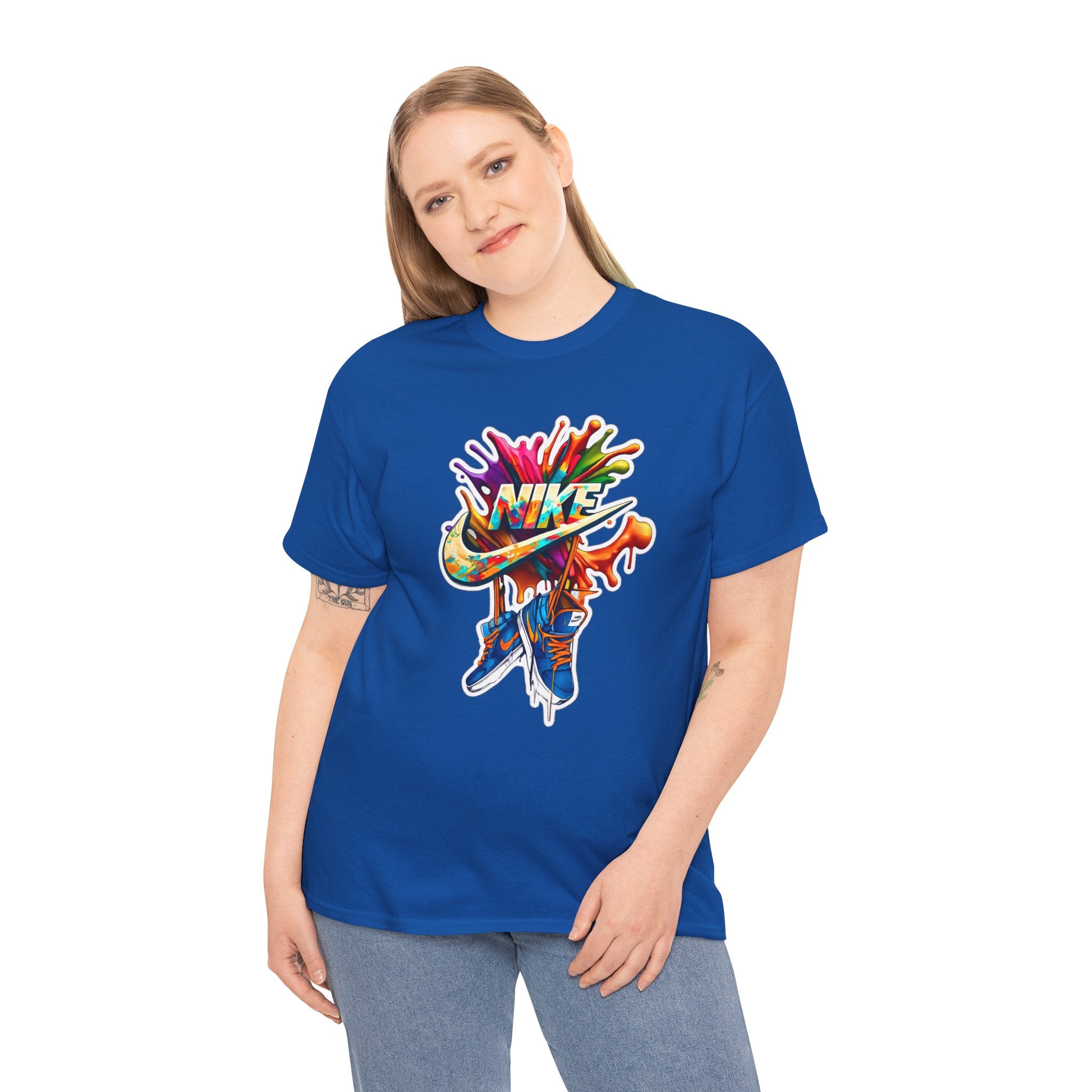Nike Inspired Splash Graphic Tee — Colorful Sneaker Streetwear T-Shirt