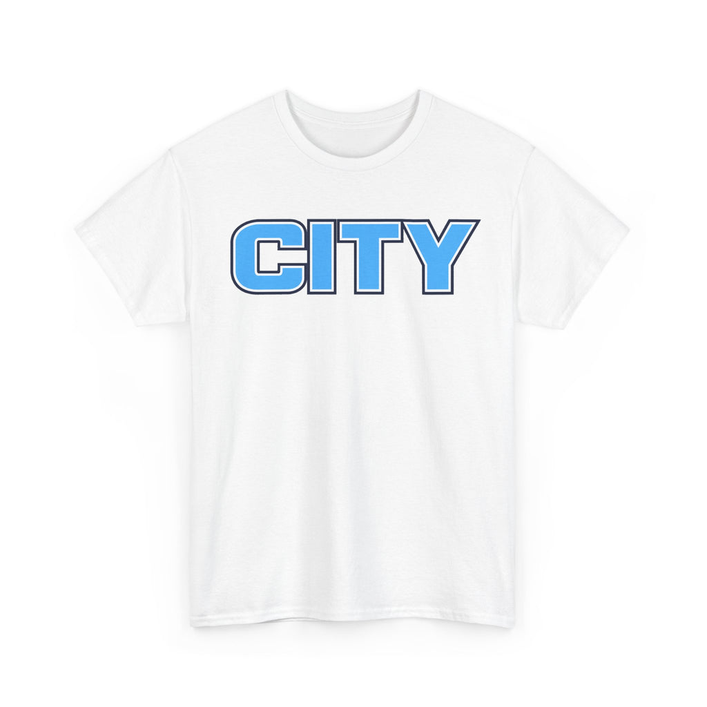 CITY Graphic Tee — Retro Man City Inspired Blue Block Letter T-Shirt