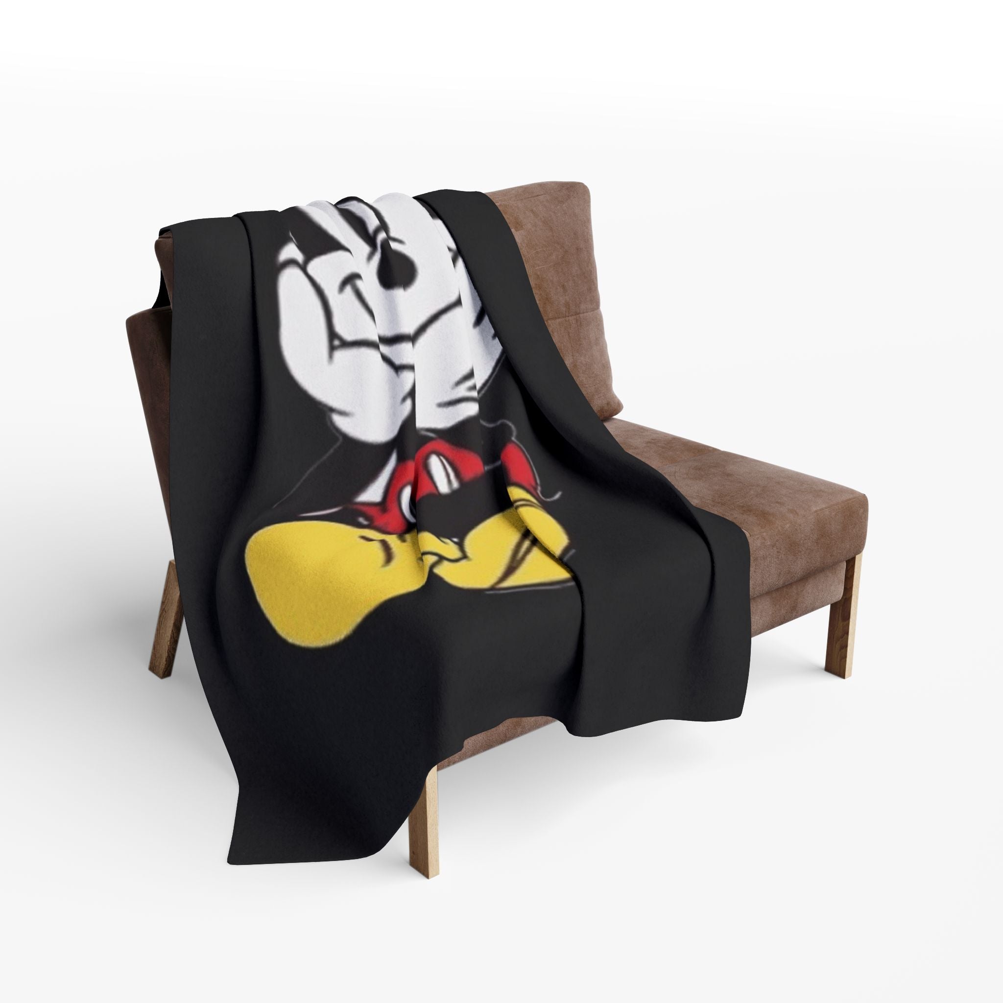 Mickey Mouse Inspired Black Plush Throw Blanket — Cute Vintage Cartoon Fleece