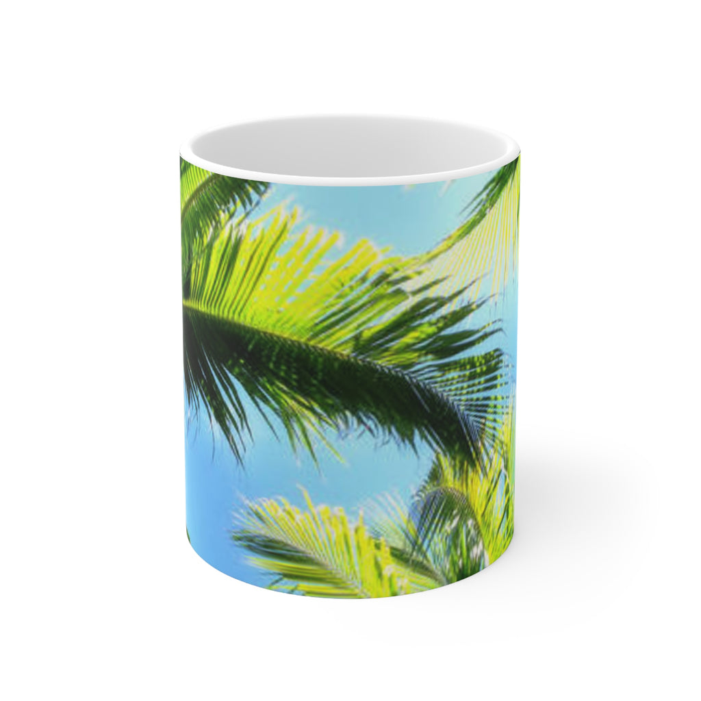 Palm Tree Coffee Mug – Tropical Beach 11oz & 15oz Ceramic Cups