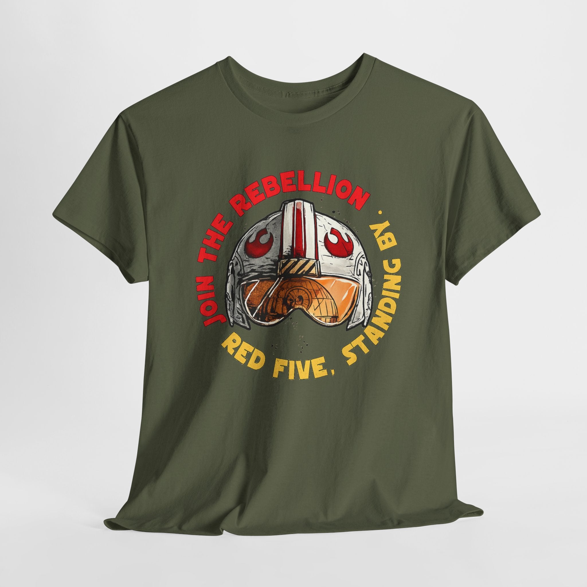 Rebel Pilot T-Shirt — "Join the Rebellion, Red Five" Vintage Helmet Design