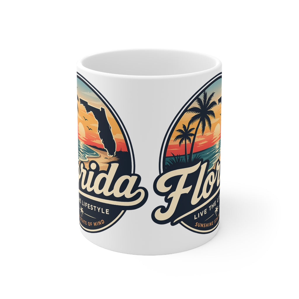 Florida Sunset Coffee Mug — Retro Palm Beach Ceramic Cup (11oz & 15oz)