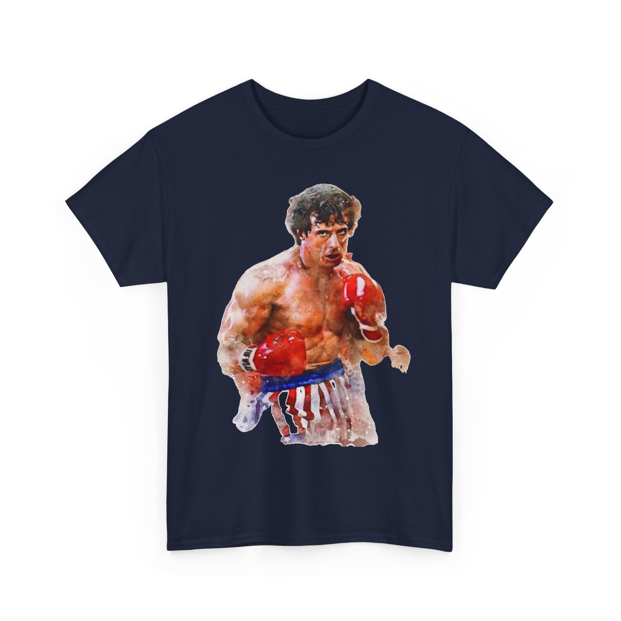 Boxer Rocky Painting T‑Shirt — Vintage American Flag Boxing Tee