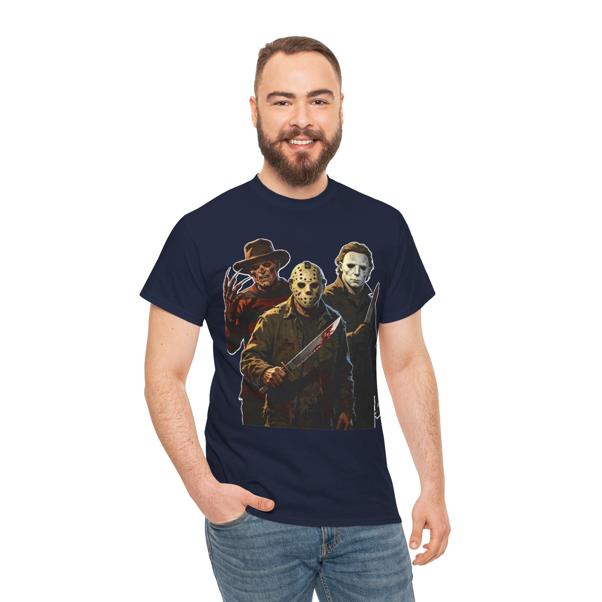 Horror Icons T-Shirt — Freddy, Jason & Michael Trio Graphic Tee