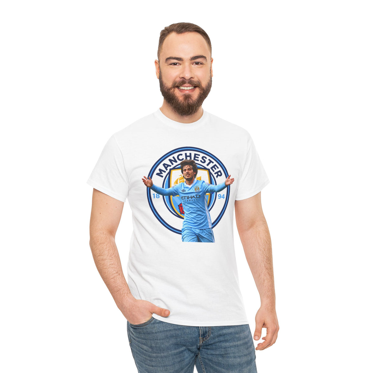 David Silva Manchester Legend Football Tee — Player Celebration Design