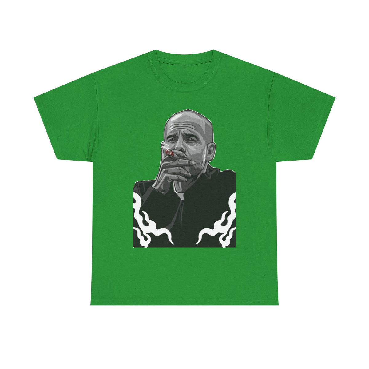 Pep Guardiola Smoking Portrait T‑Shirt — Moody Graphic Tee