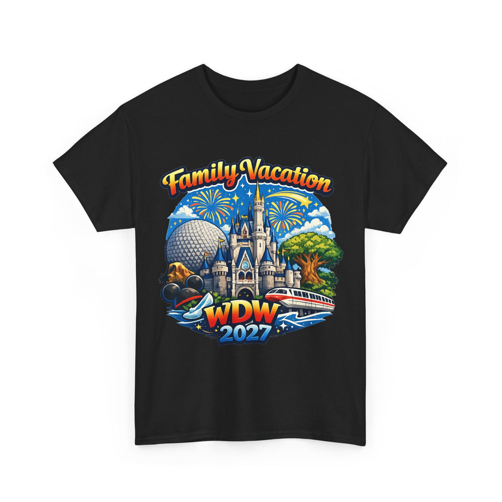 Family Vacation WDW 2027 T-Shirt – Disney Park Castle & Fireworks Vacation Tee