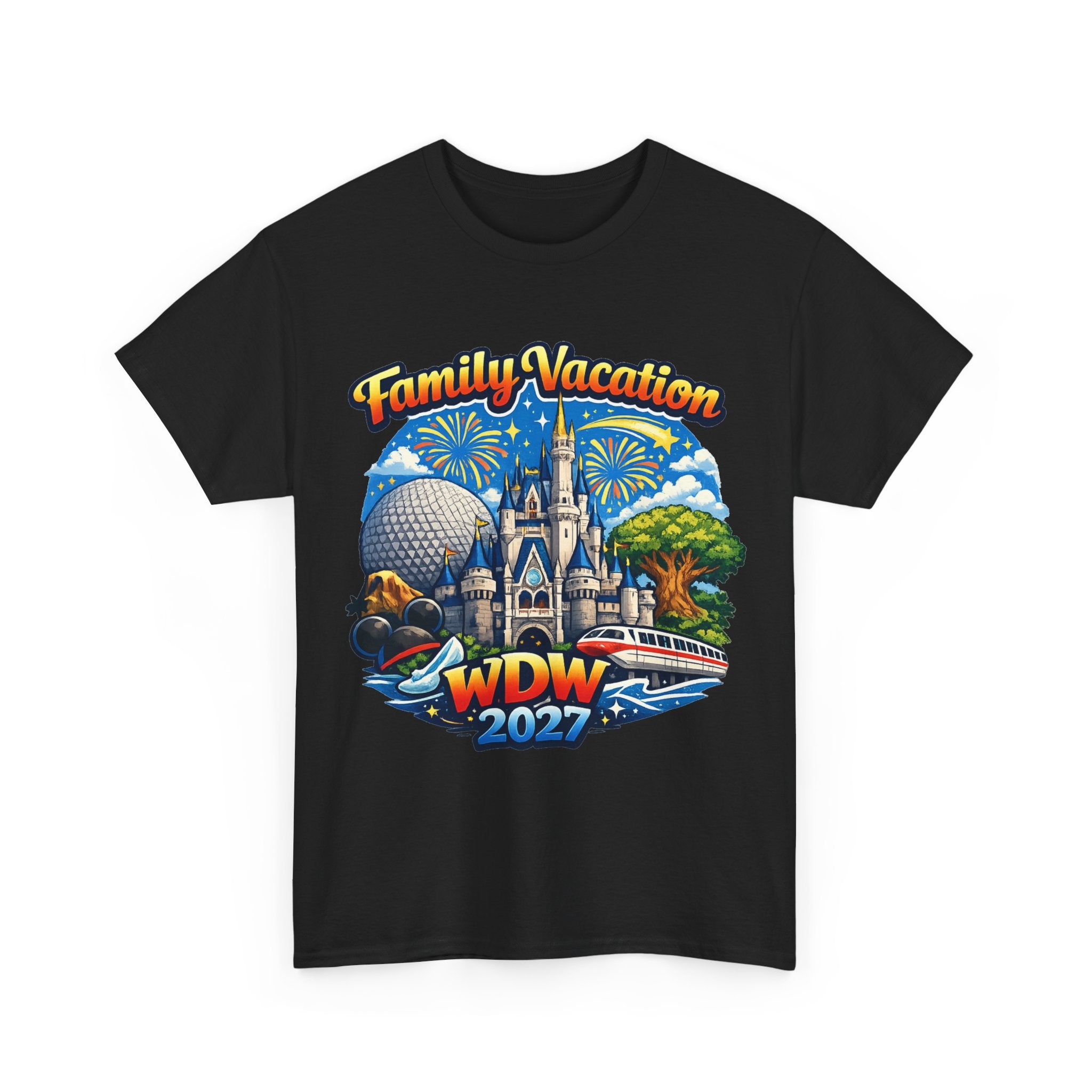 Family Vacation WDW 2027 T-Shirt – Disney Park Castle & Fireworks Vacation Tee
