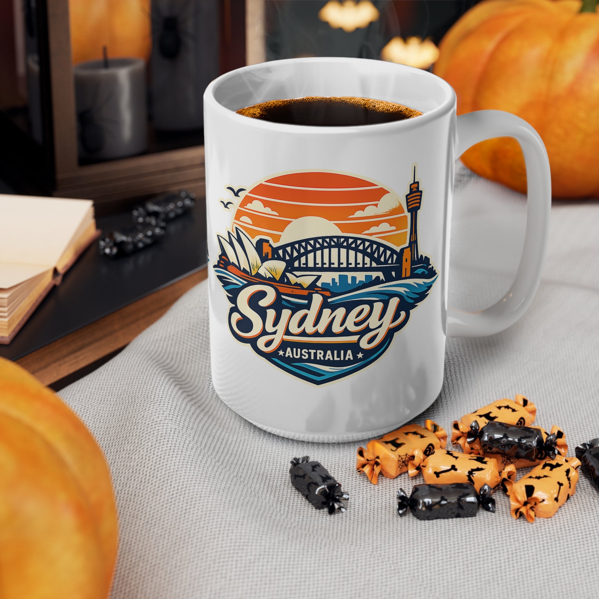 Sydney Skyline Coffee Mug — Vintage Sunset Opera House & Harbour Bridge Ceramic Cup (11oz, 15oz)