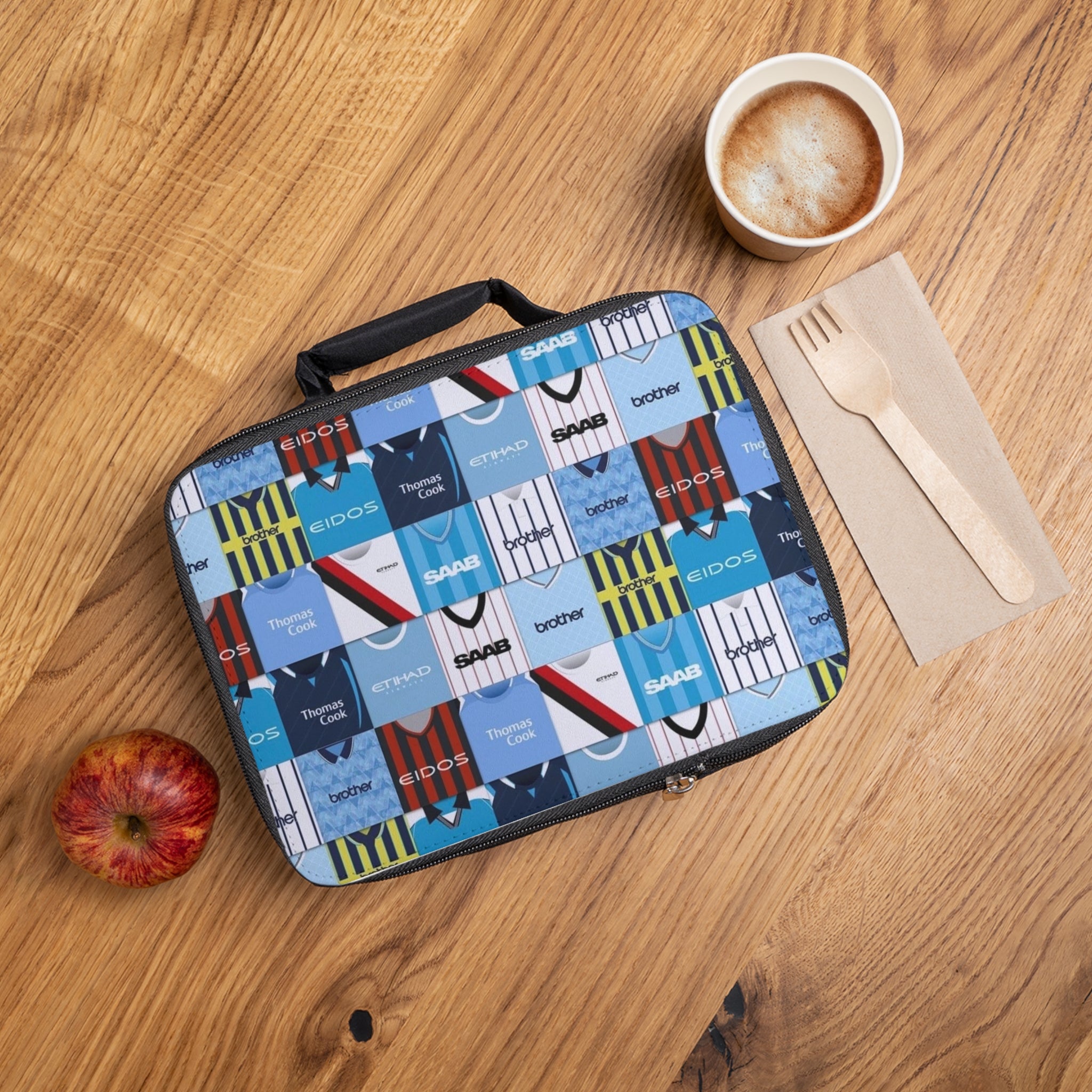 Manchester City Vintage Soccer Jersey Patchwork Lunch Bag