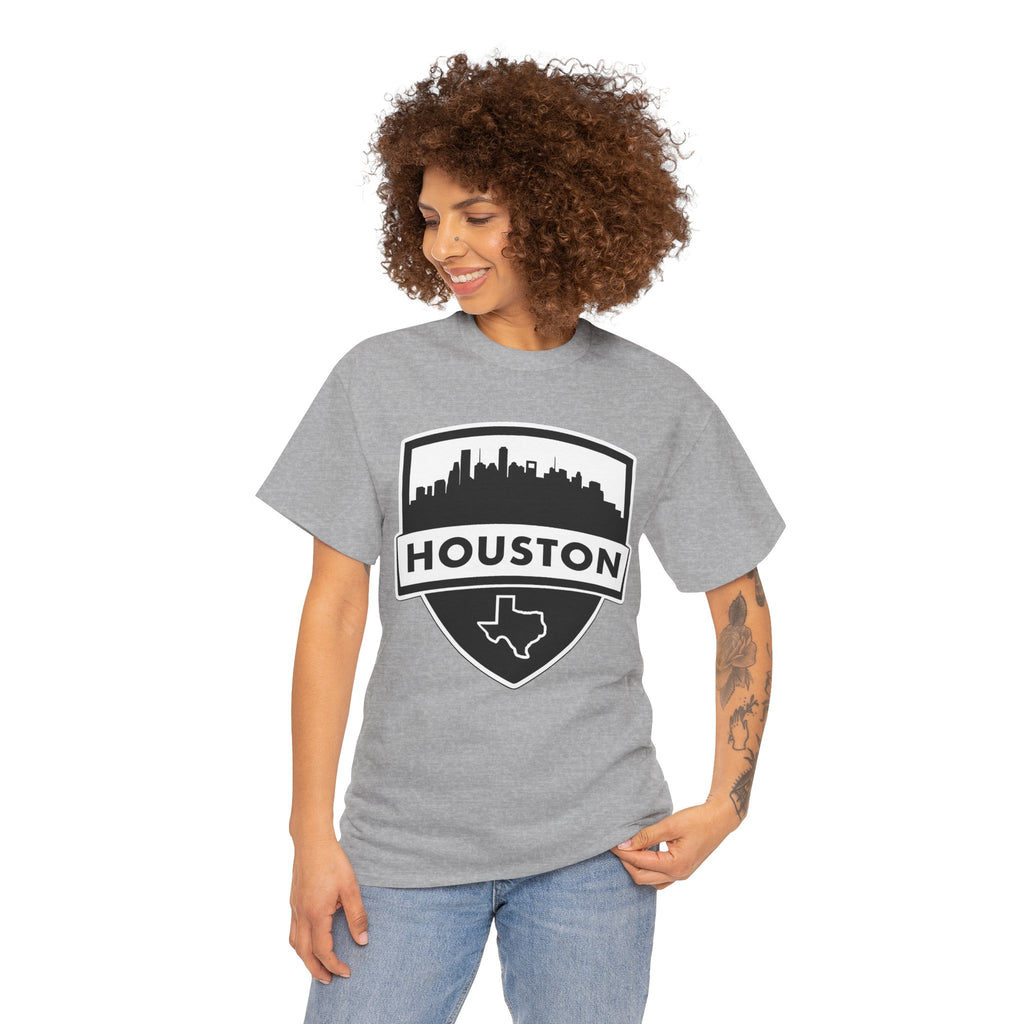 Houston Skyline Shield T-Shirt — Texas Outline City Pride Tee