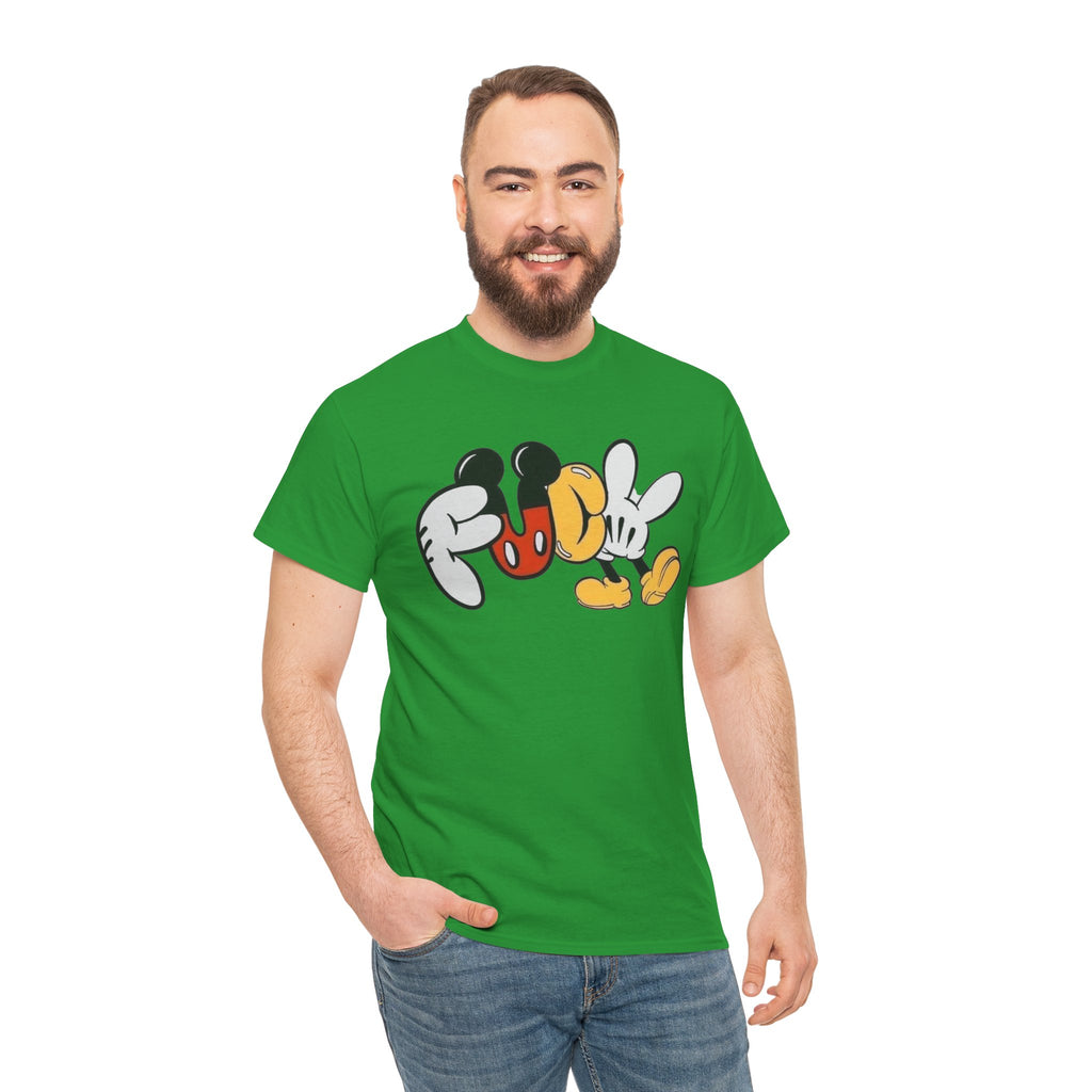 F**K Disney Graphic Tee — Playful Cartoon Hands & Shoes Design