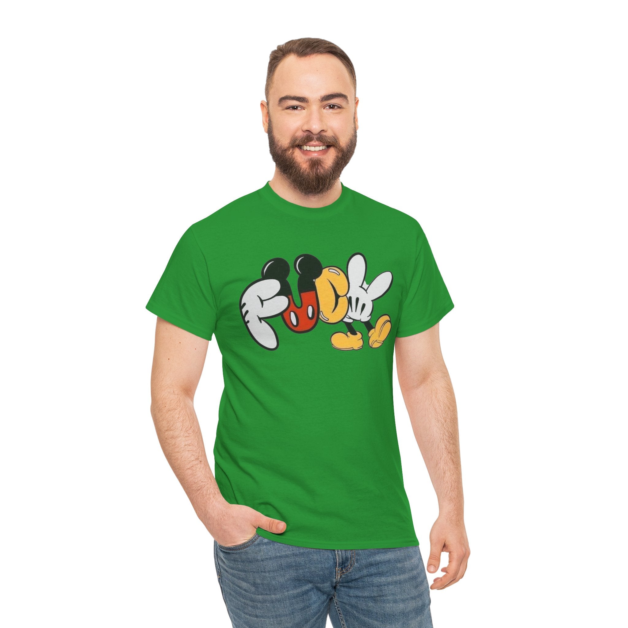 F**K Disney Graphic Tee — Playful Cartoon Hands & Shoes Design