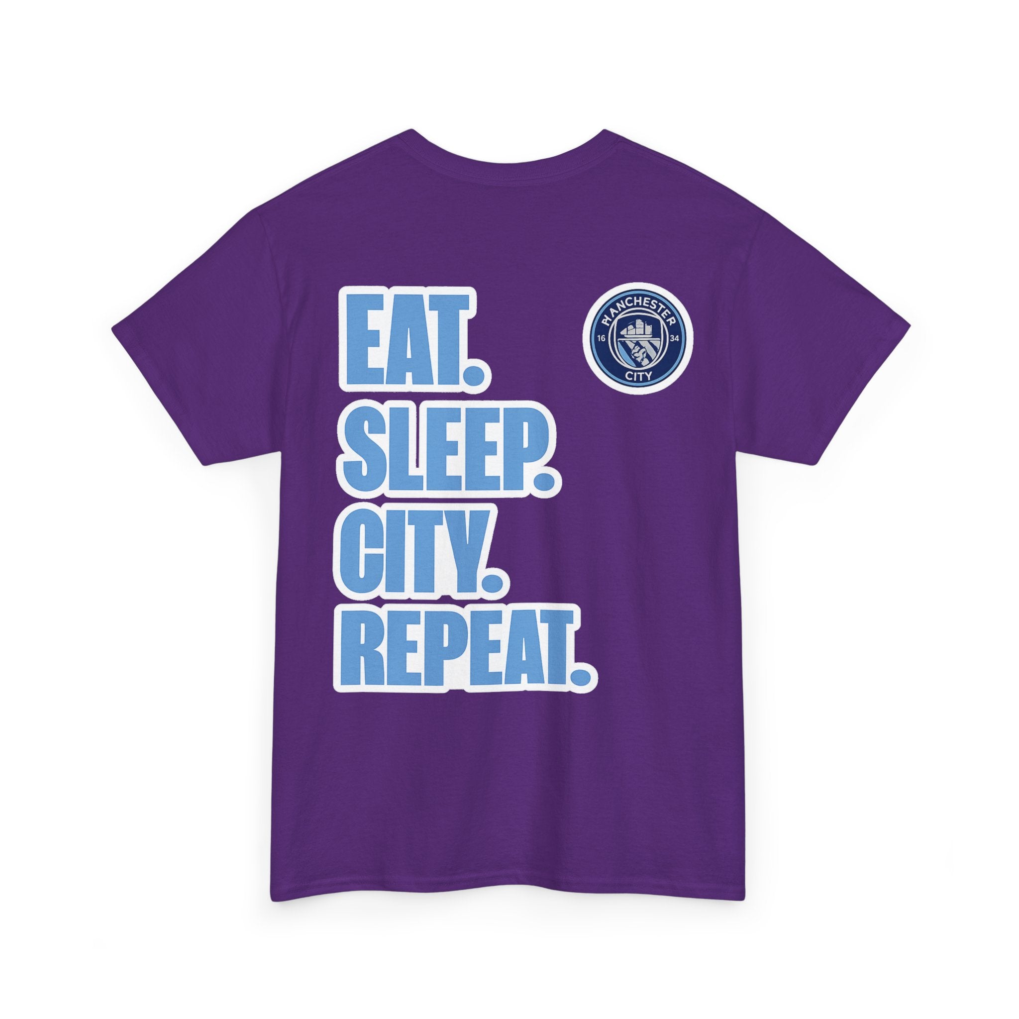 Manchester City T-Shirt – 'Eat. Sleep. City. Repeat.' Football Fan Tee