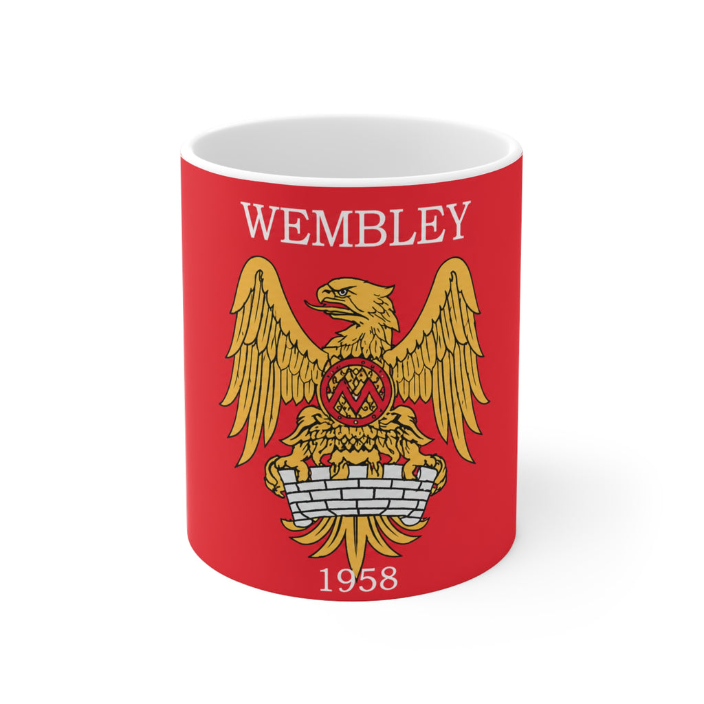 Manchester United Wembley 1958 Crest Ceramic Coffee Mug — Vintage Football Emblem, 11oz/15oz
