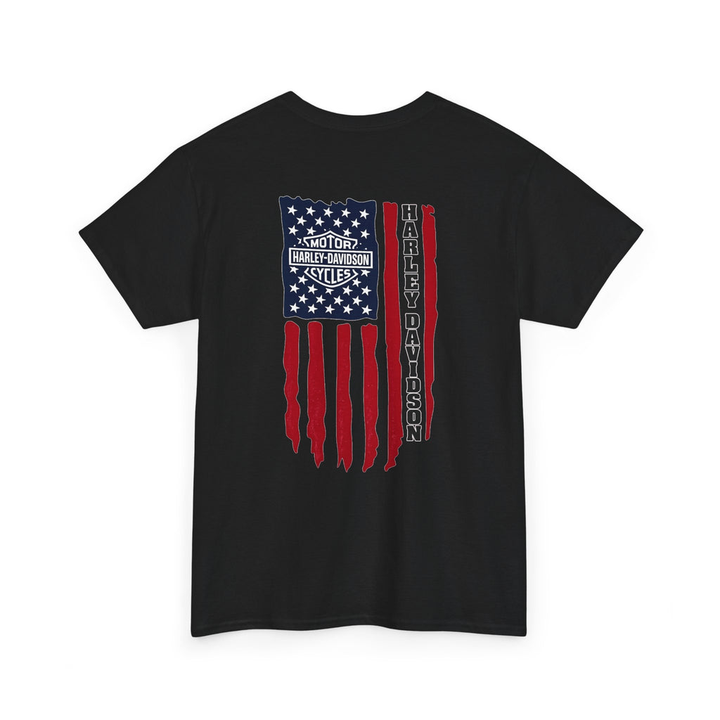 Harley-Style Flag Tee — American Motorcycle Logo T-Shirt