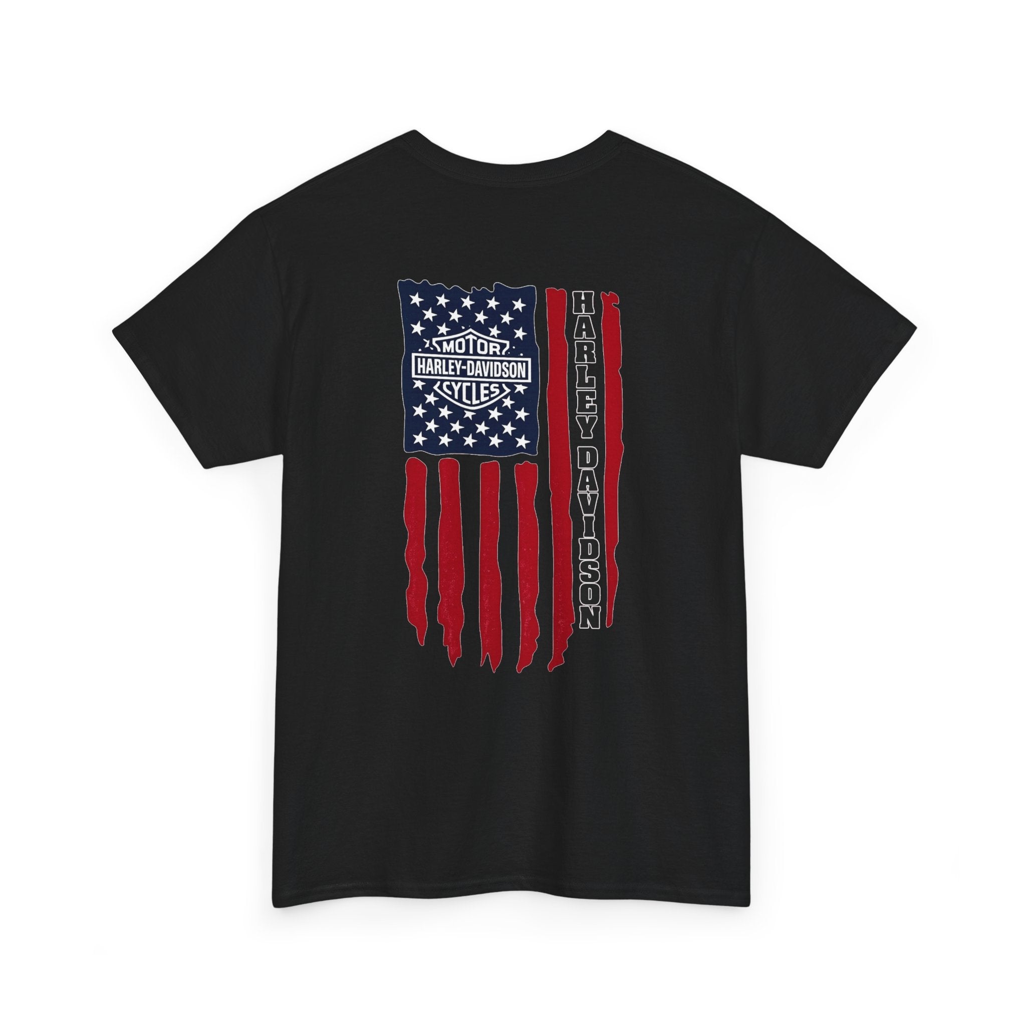 Harley-Style Flag Tee — American Motorcycle Logo T-Shirt