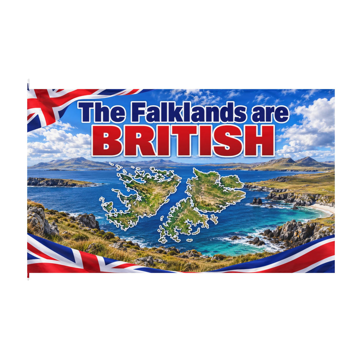 The Falklands Are British Double-Sided Flag — Patriotic UK Falkland Islands Banner