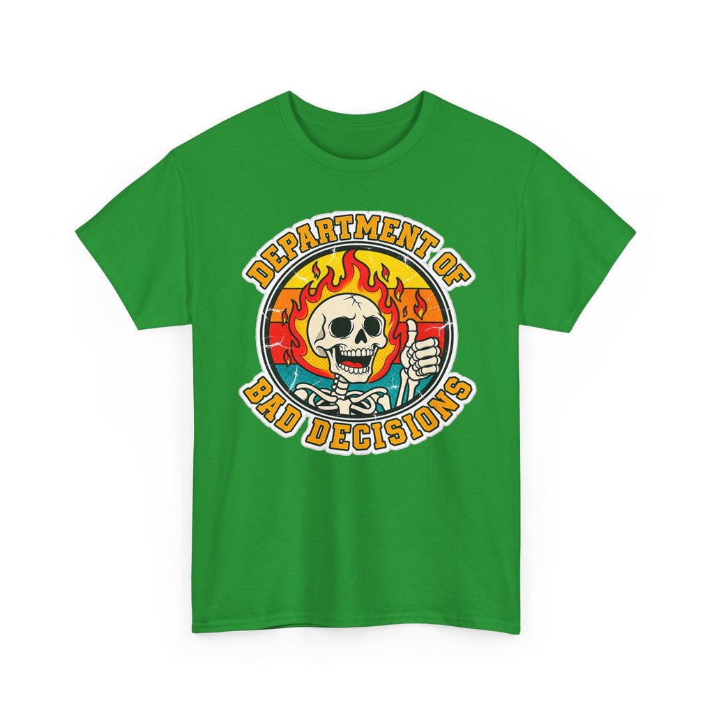 Department of Bad Decisions Skull T-Shirt — Retro Flaming Thumbs-Up Graphic Tee