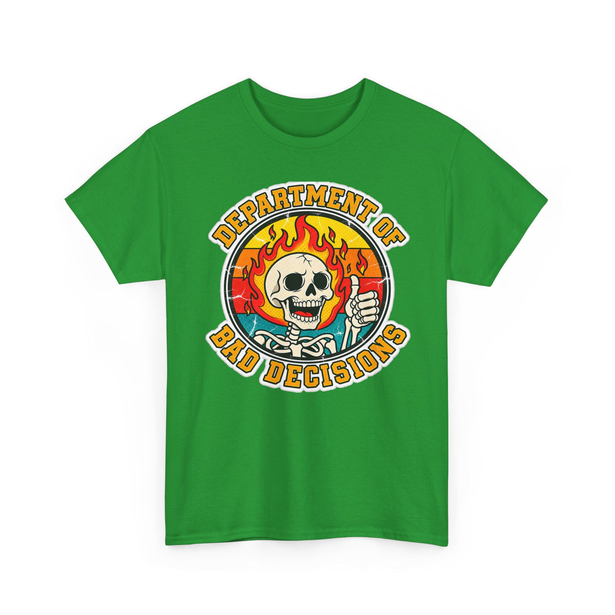 Department of Bad Decisions Skull T-Shirt — Retro Flaming Thumbs-Up Graphic Tee