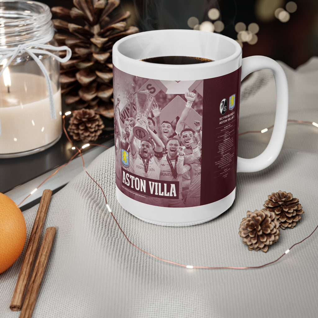 Aston Villa 2026 UEFA Europa League Winners Ceramic Coffee Mug — Vintage Celebration Team Photo (11oz & 15oz)