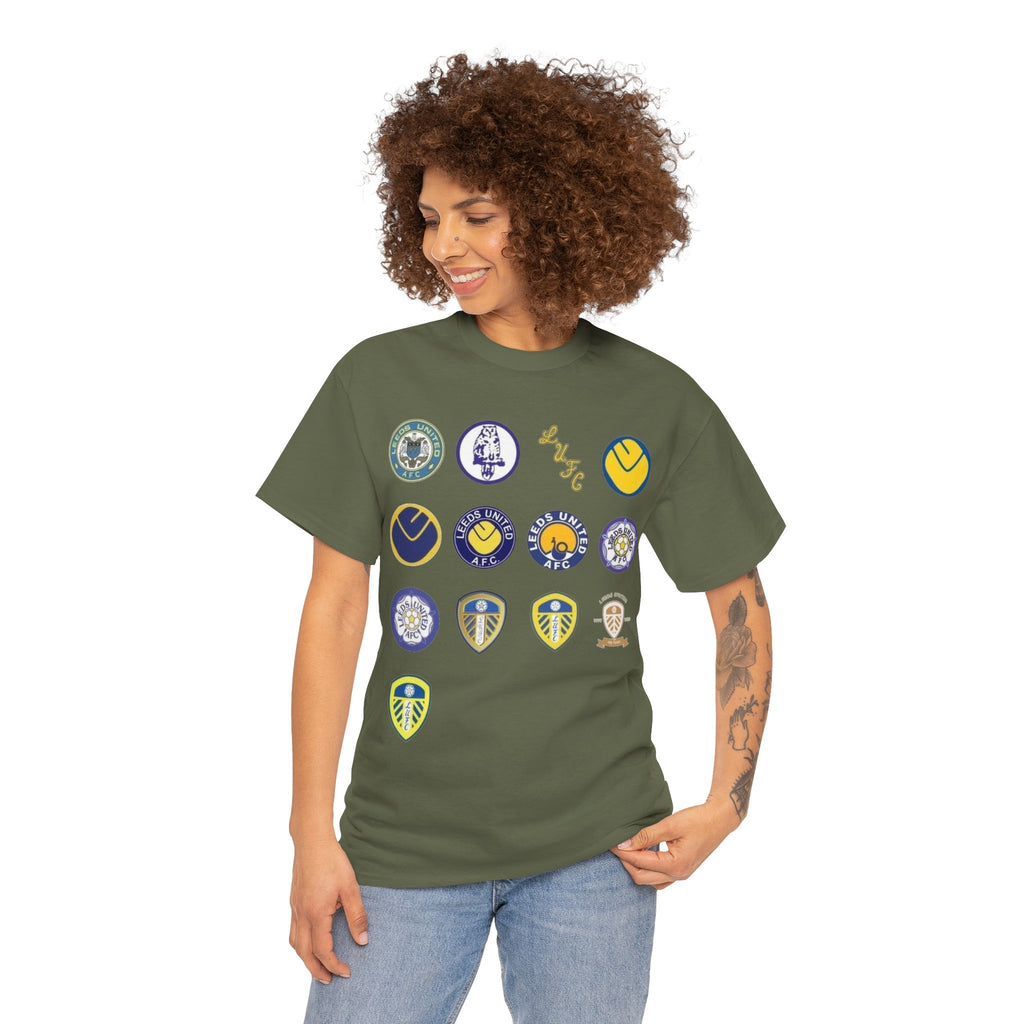 Leeds United Retro Crest Cotton T-Shirt — Vintage Football Club Emblem Tee