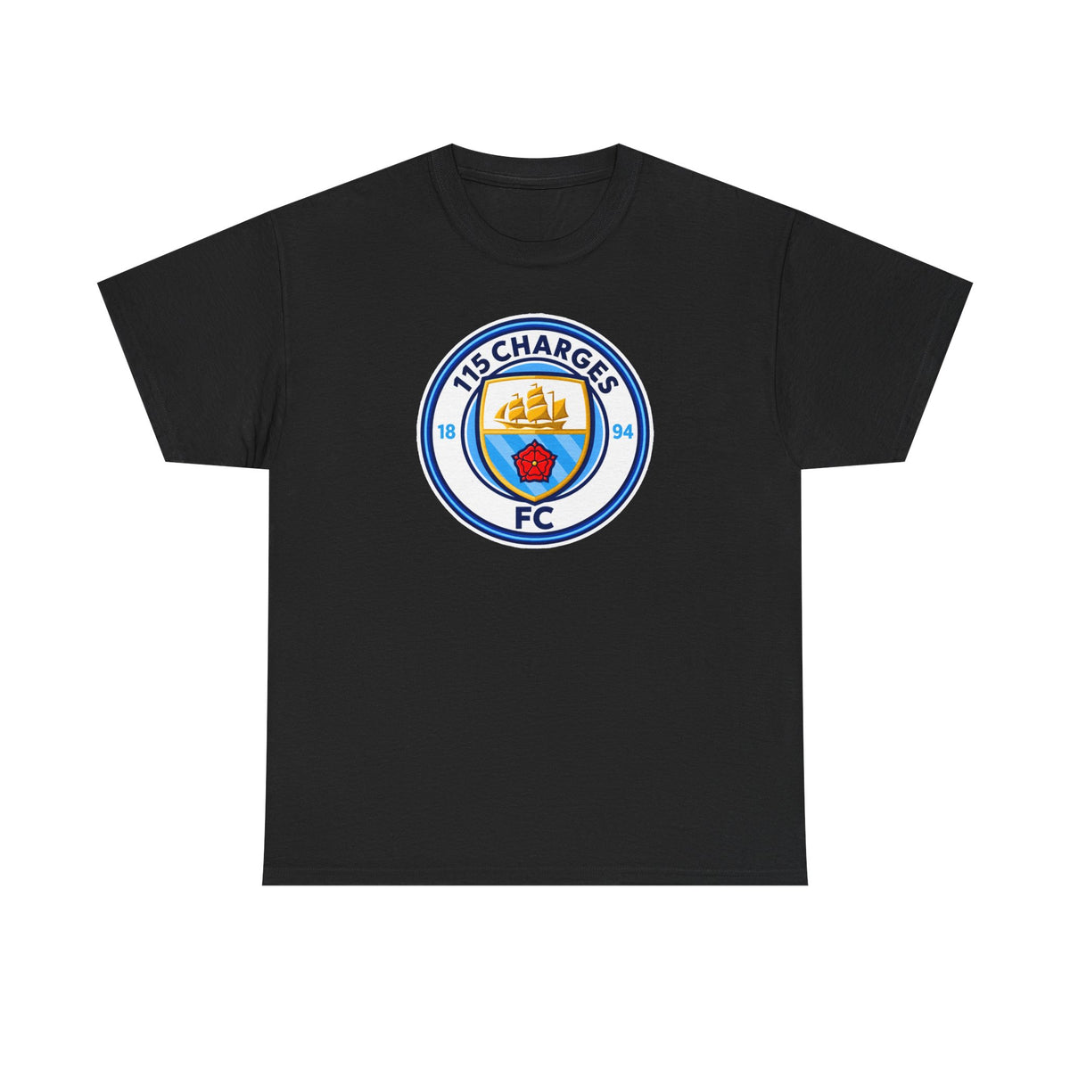 115 Charges FC Crest Cotton Tee — Vintage Blue Club Logo T-Shirt
