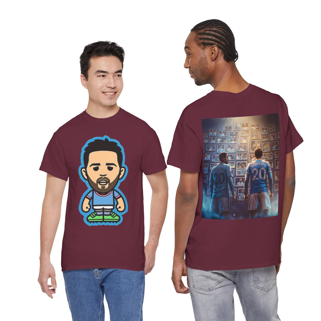 Bernardo Silva Manchester City Legend Graphic Tee — Player Cartoon Front & Tribute Poster Back