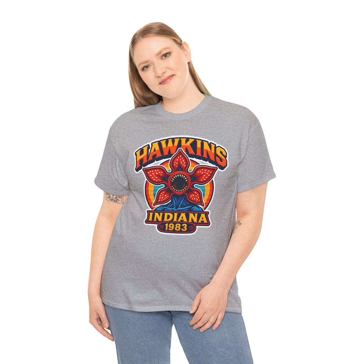 Hawkins Indiana 1983 Demogorgon Floral Cotton T-Shirt