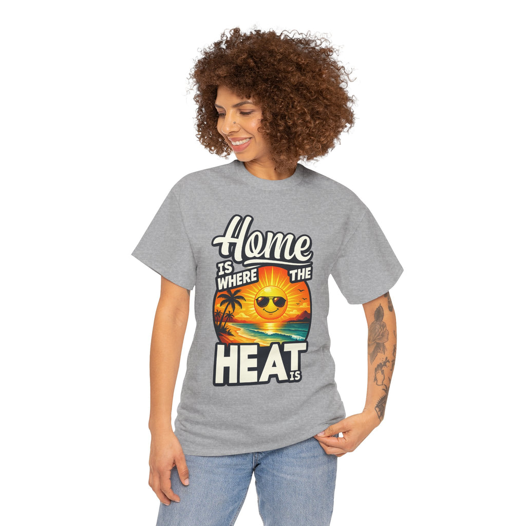 Home Is Where The Heat Is T-Shirt — Retro Beach Sunset Tee