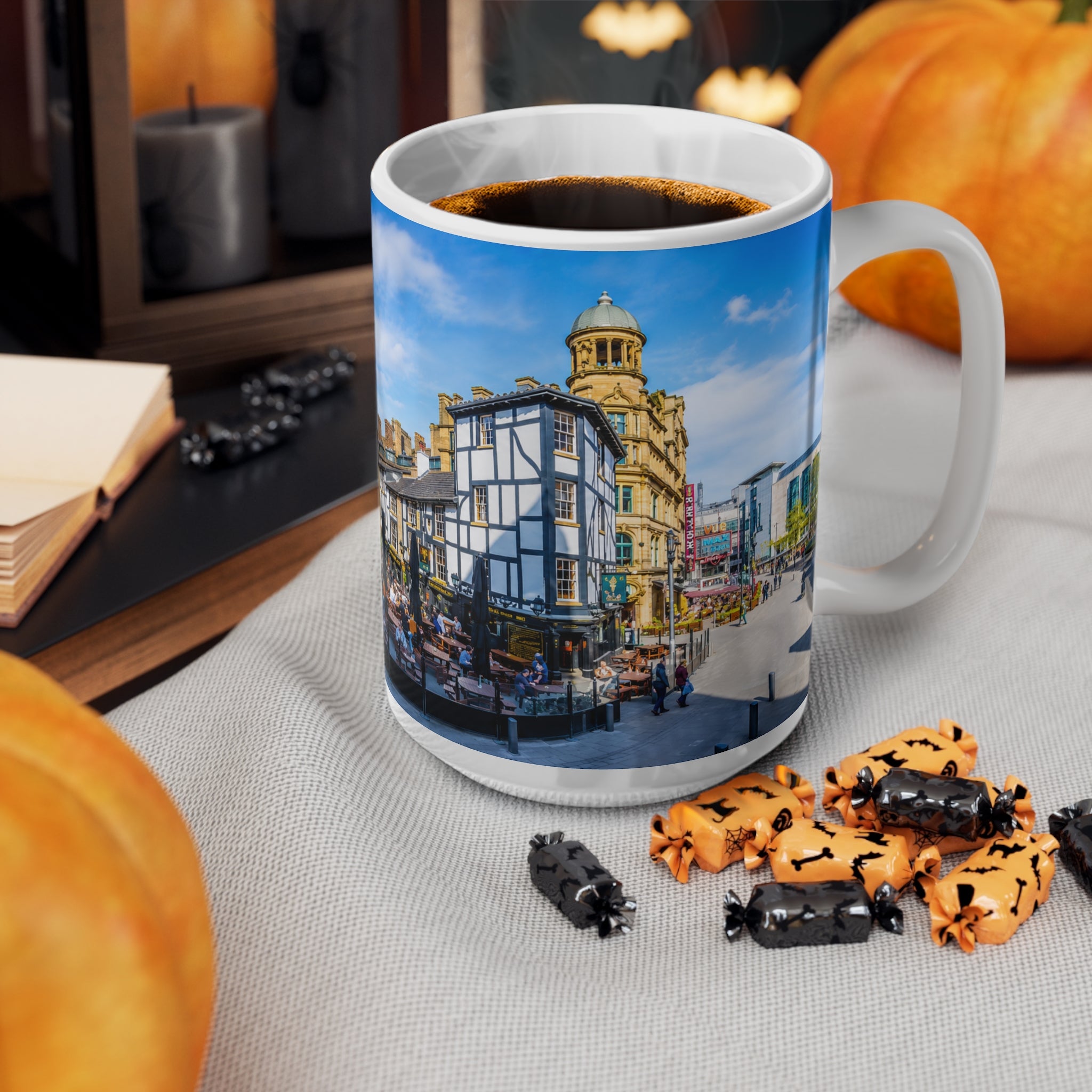 Manchester England Street Scene Ceramic Coffee Mug — 11oz & 15oz