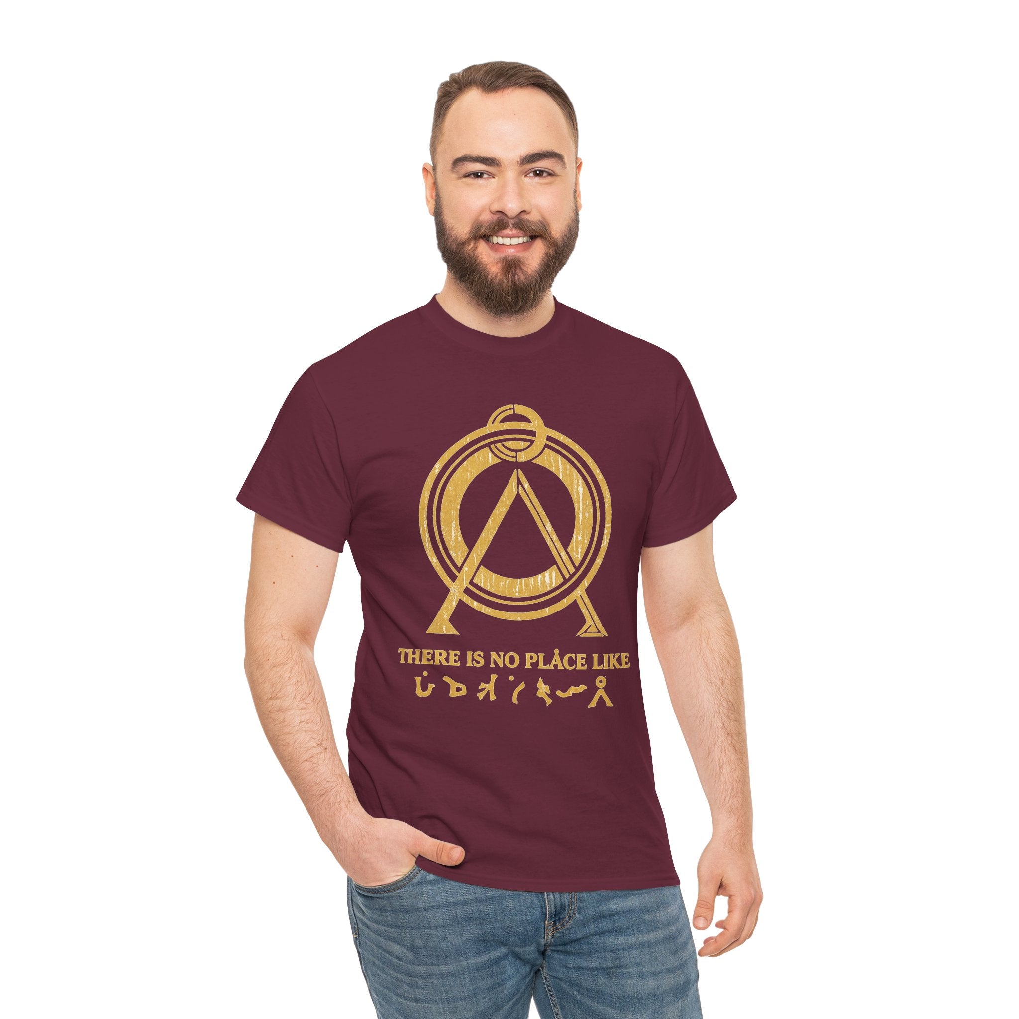 There Is No Place Like Home Graphic Tee — Vintage Gold Sigil T‑Shirt