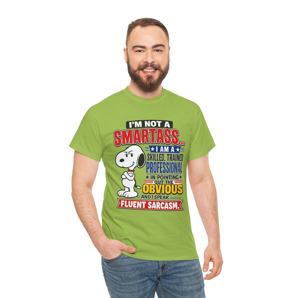 Snoopy Sarcasm T-Shirt – “I’m Not a Smartass… I Speak Fluent Sarcasm” Graphic Tee