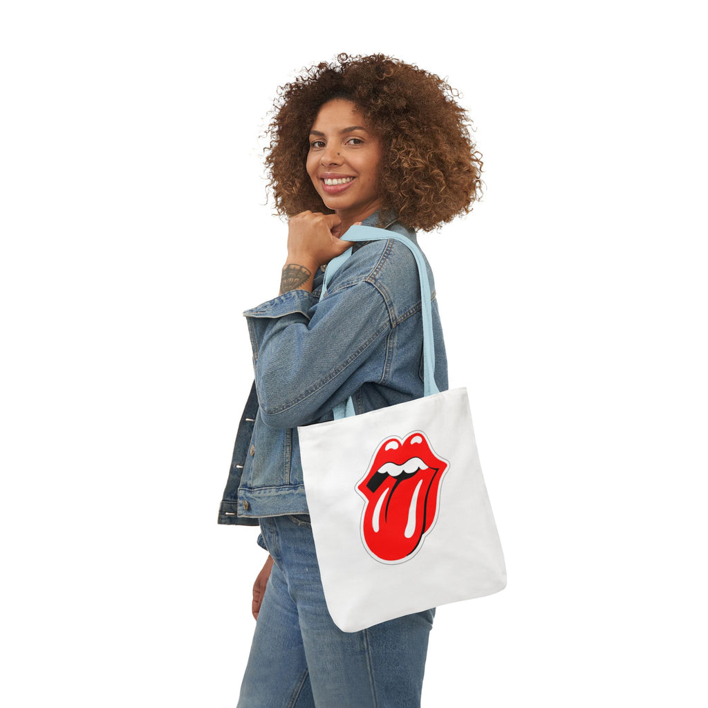 Rock & Roll Tongue Canvas Tote Bag — Retro Lip Graphic