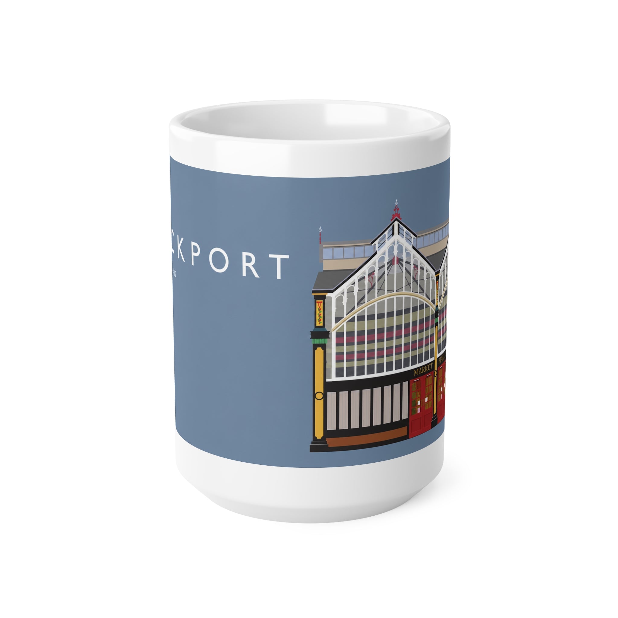 Stockport Market Hall Landmark Mug — Ceramic Coffee Cup 11oz/15oz