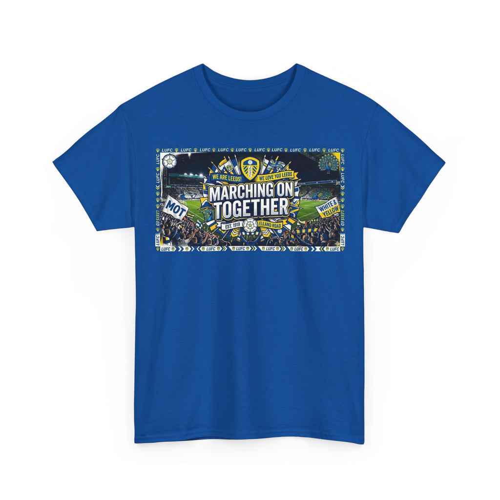 Leeds United T-Shirt — "Marching On Together" Fan Tee (Soccer Supporter Graphic)