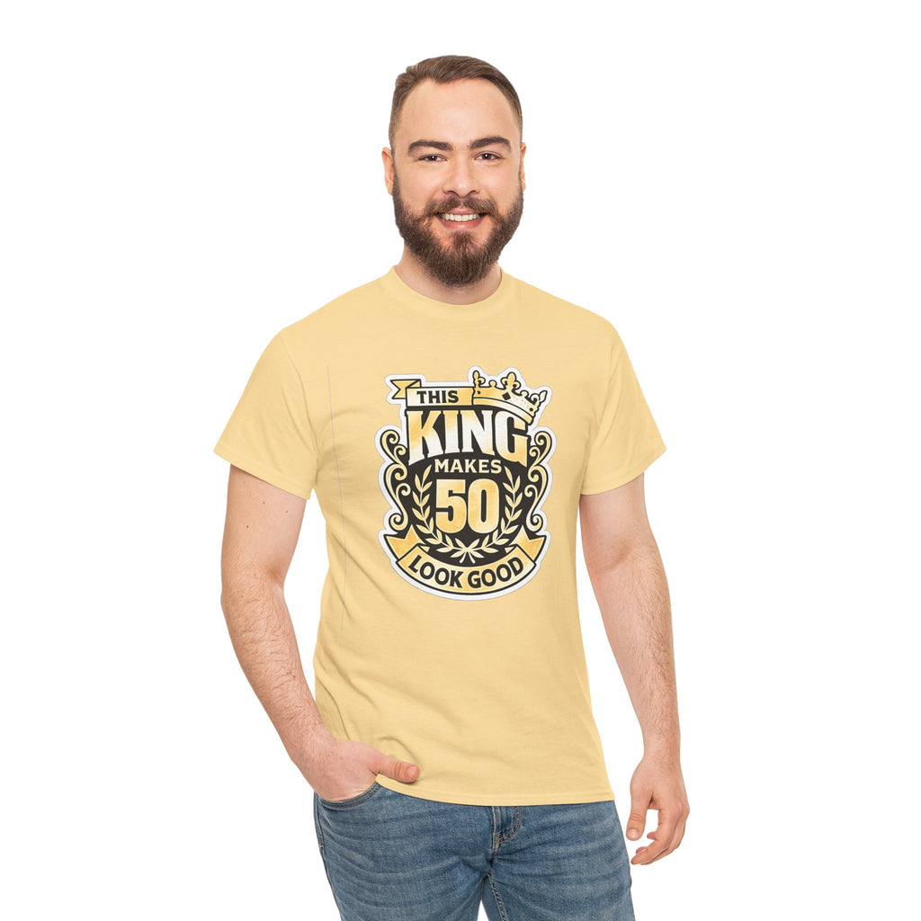 50th Birthday King T-Shirt – "This King Makes 50 Look Good"