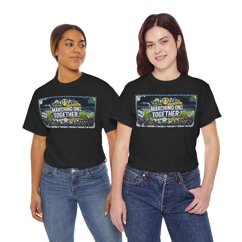 Leeds United T-Shirt — "Marching On Together" Fan Tee (Soccer Supporter Graphic)