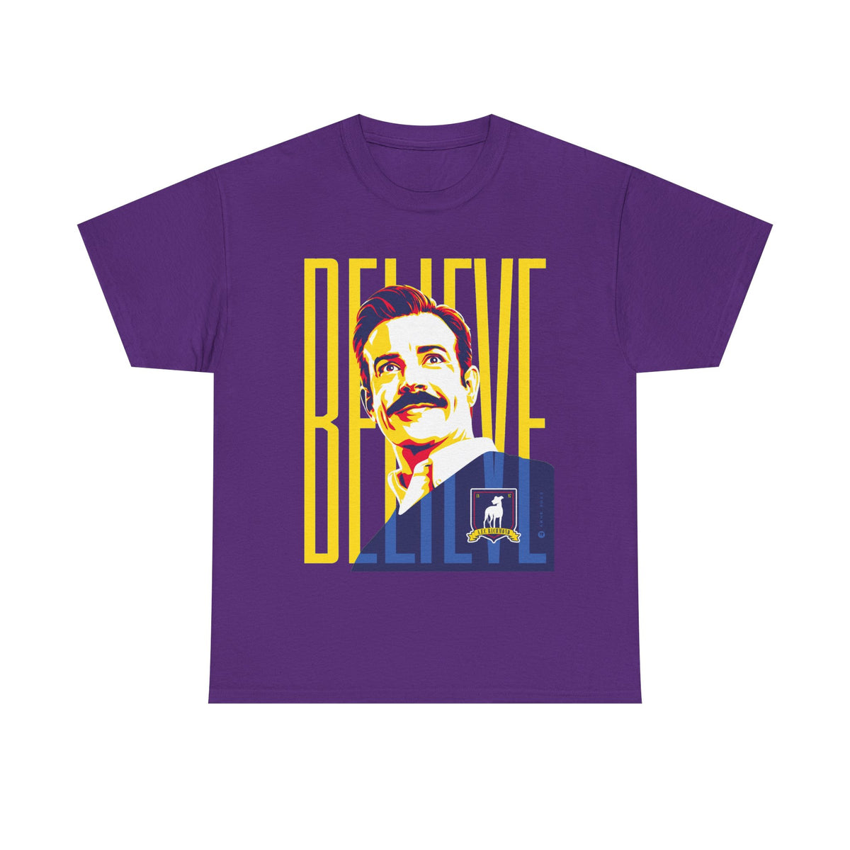 Ted Lasso Inspired Believe Retro Portrait T‑Shirt — Inspirational Vintage Mustache Design