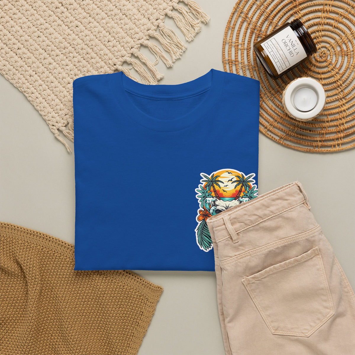 Tropical Skull Tee — Sunset Palm Beach Skull T-Shirt