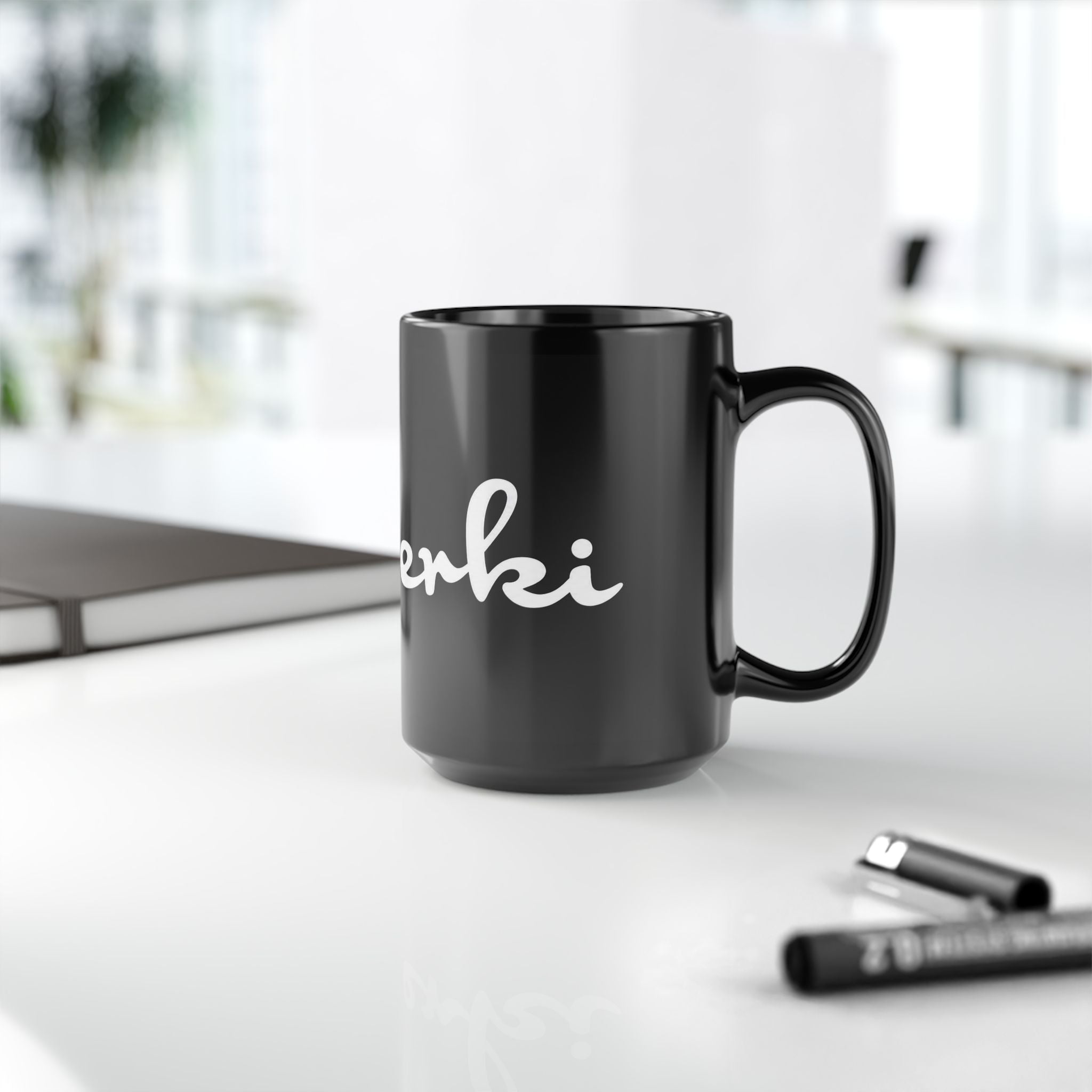 Cherki Script Black Coffee Mug – Stylish Personalized Name Mug (11oz, 15oz)