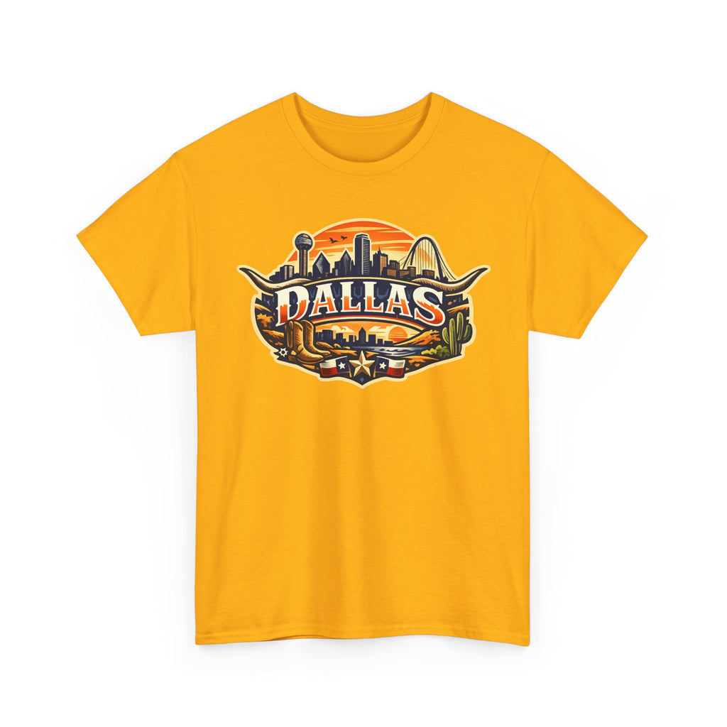 Dallas Skyline Retro Tee — Vintage Cityscape T‑Shirt with 'Dallas' Graphic