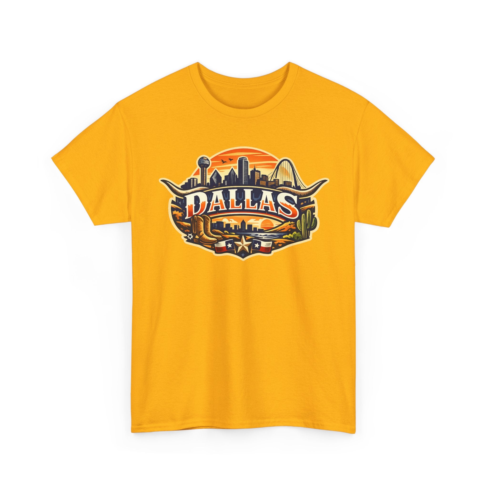 Dallas Skyline Retro Tee — Vintage Cityscape T‑Shirt with 'Dallas' Graphic