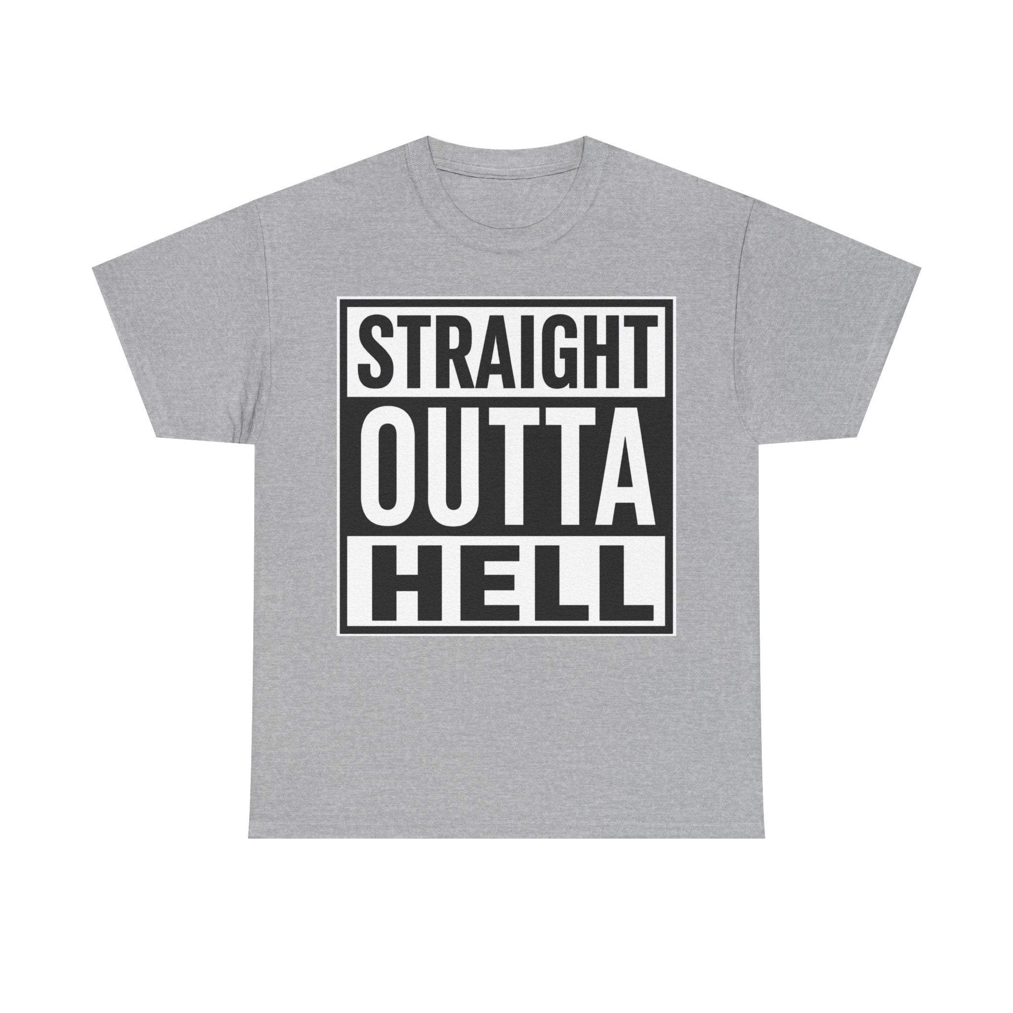 Straight Outta Hell T-Shirt — Bold Gothic Graphic Tee