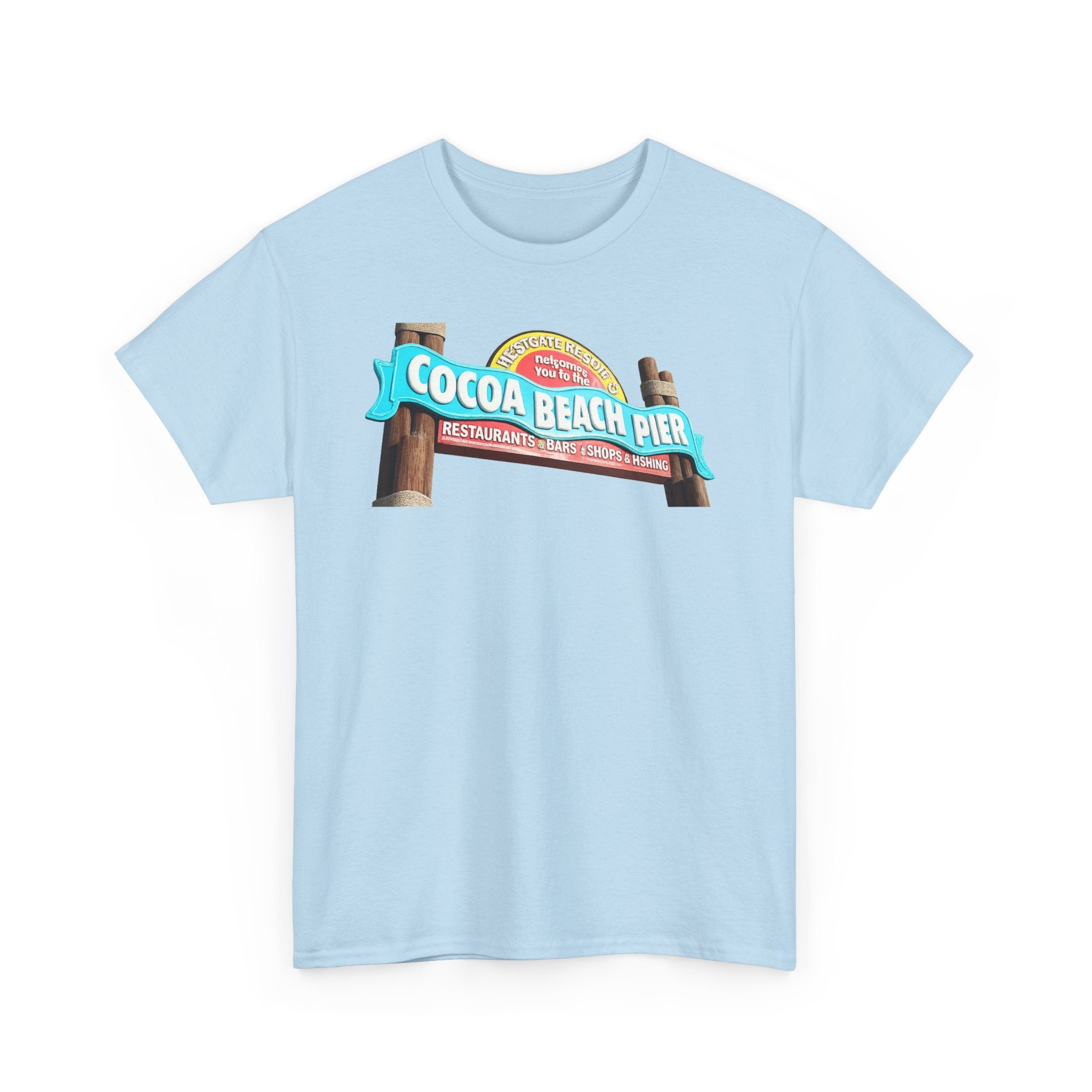 Cocoa Beach Pier T‑Shirt — Retro Beach Sign Vacation Tee
