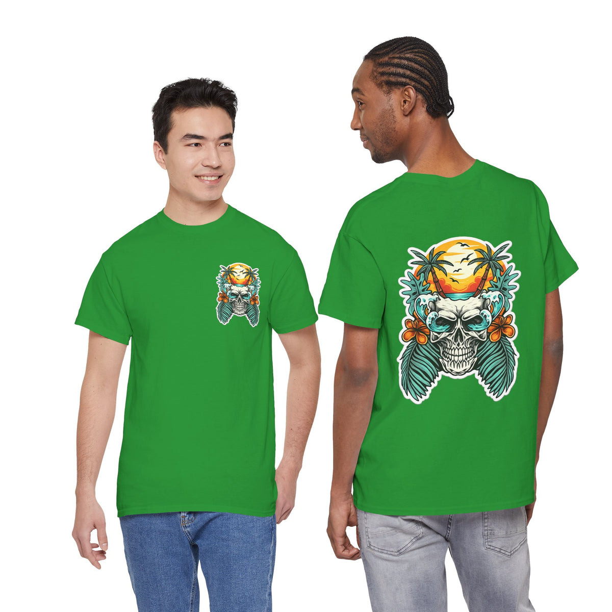 Tropical Skull Tee — Sunset Palm Beach Skull T-Shirt
